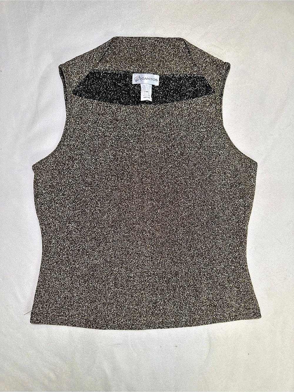 Vintage Gantos Y2K Metallic Gold Sleeveless Mock Neck Top Medium